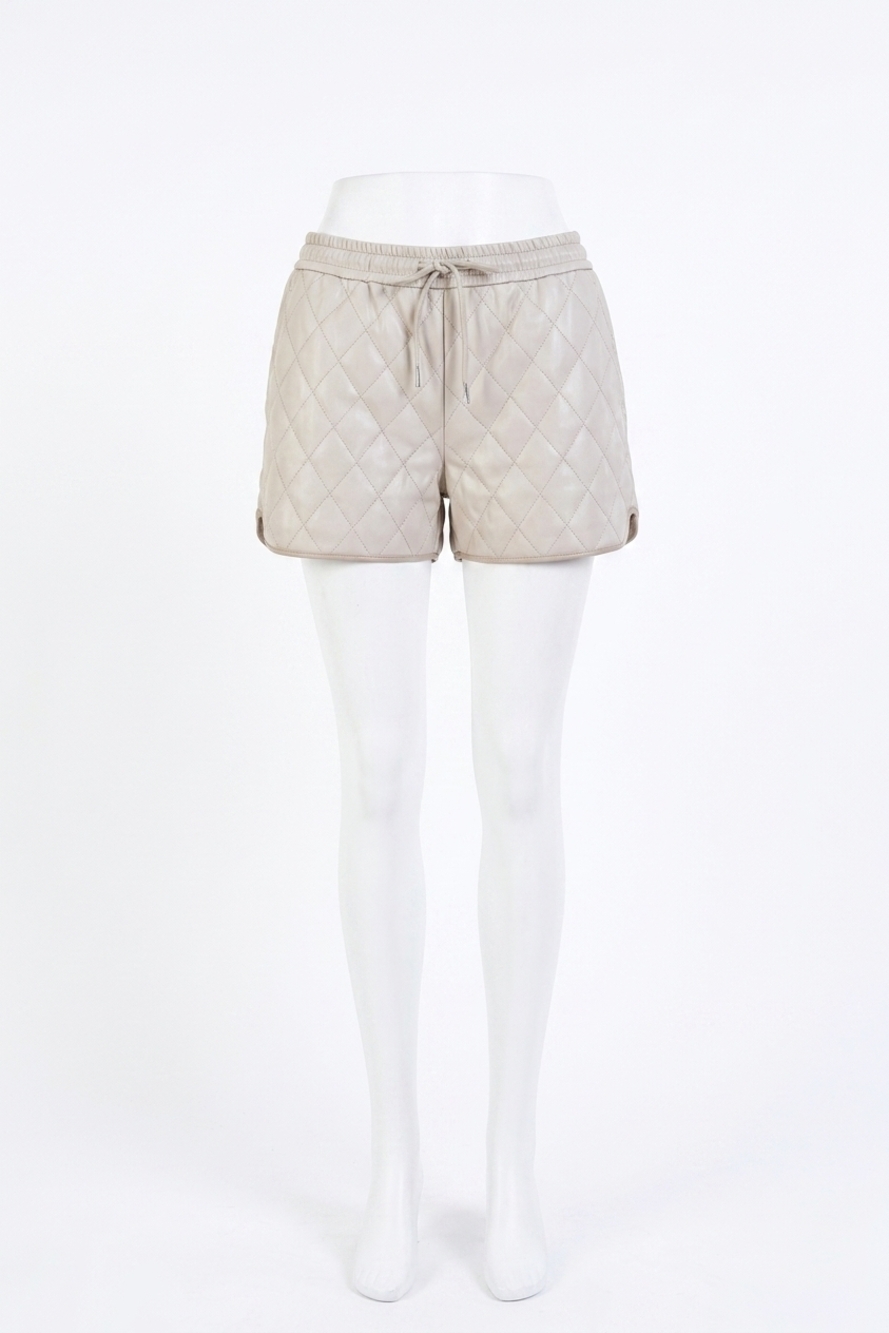 NEW DEAR JOHN DENIM clara vegan leather shorts in bone